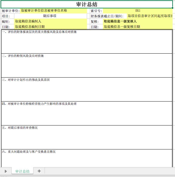20期：四大事务所审计工作底稿模板全套.xls - 知乎