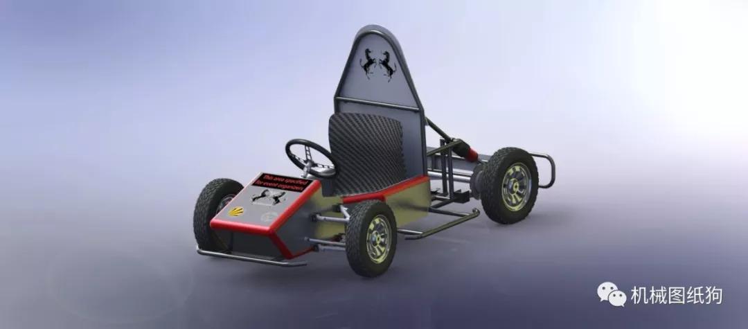 卡丁赛车gokart小型赛车设计三维与平面尺寸详细