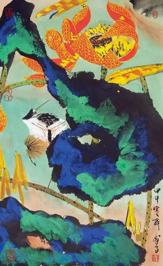 「津门网」他的重彩花鸟,一派元气苍茫,灵透,浑厚的气象