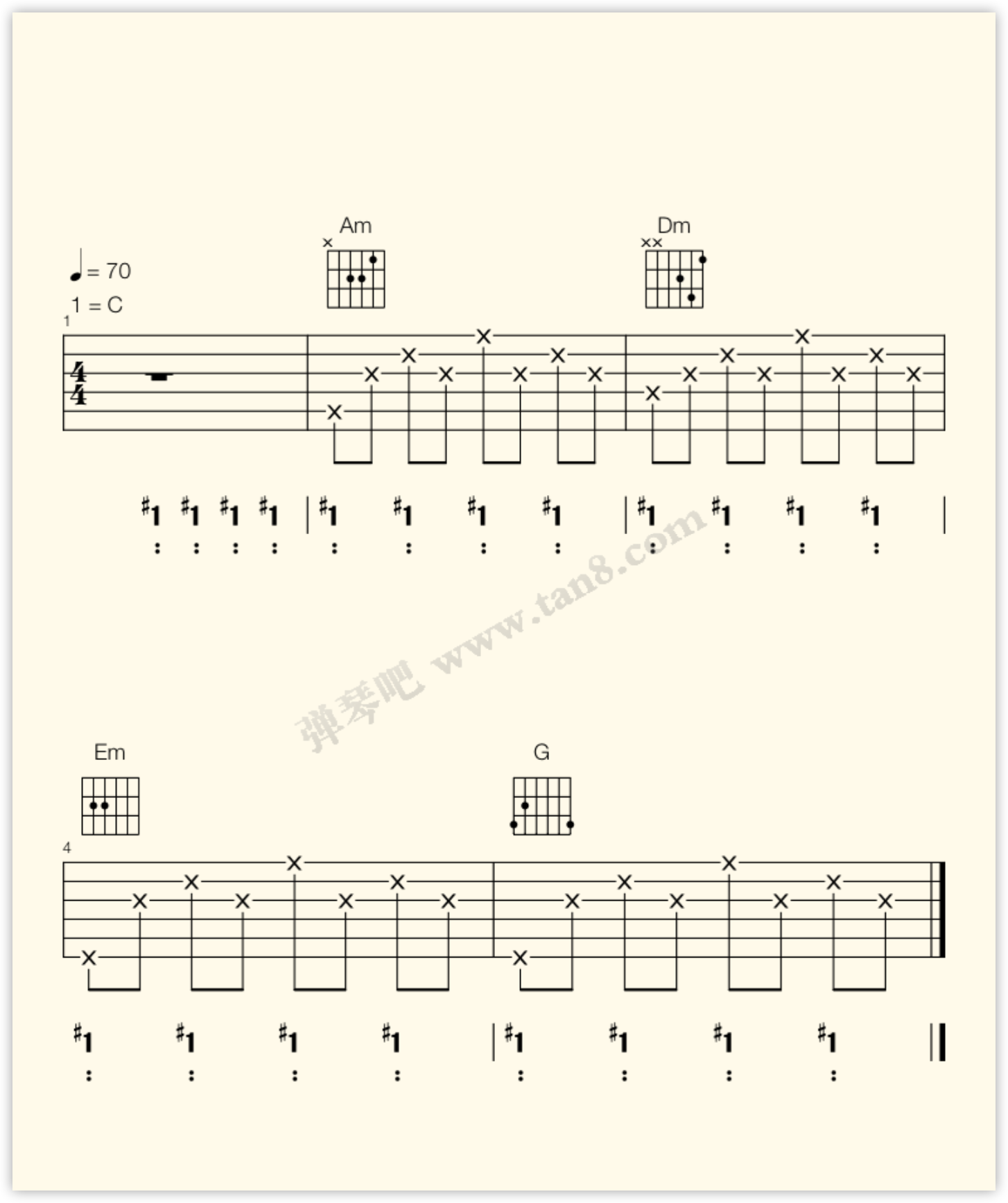 吉他入门零基础 吉他谱入门教程 - 吉他520