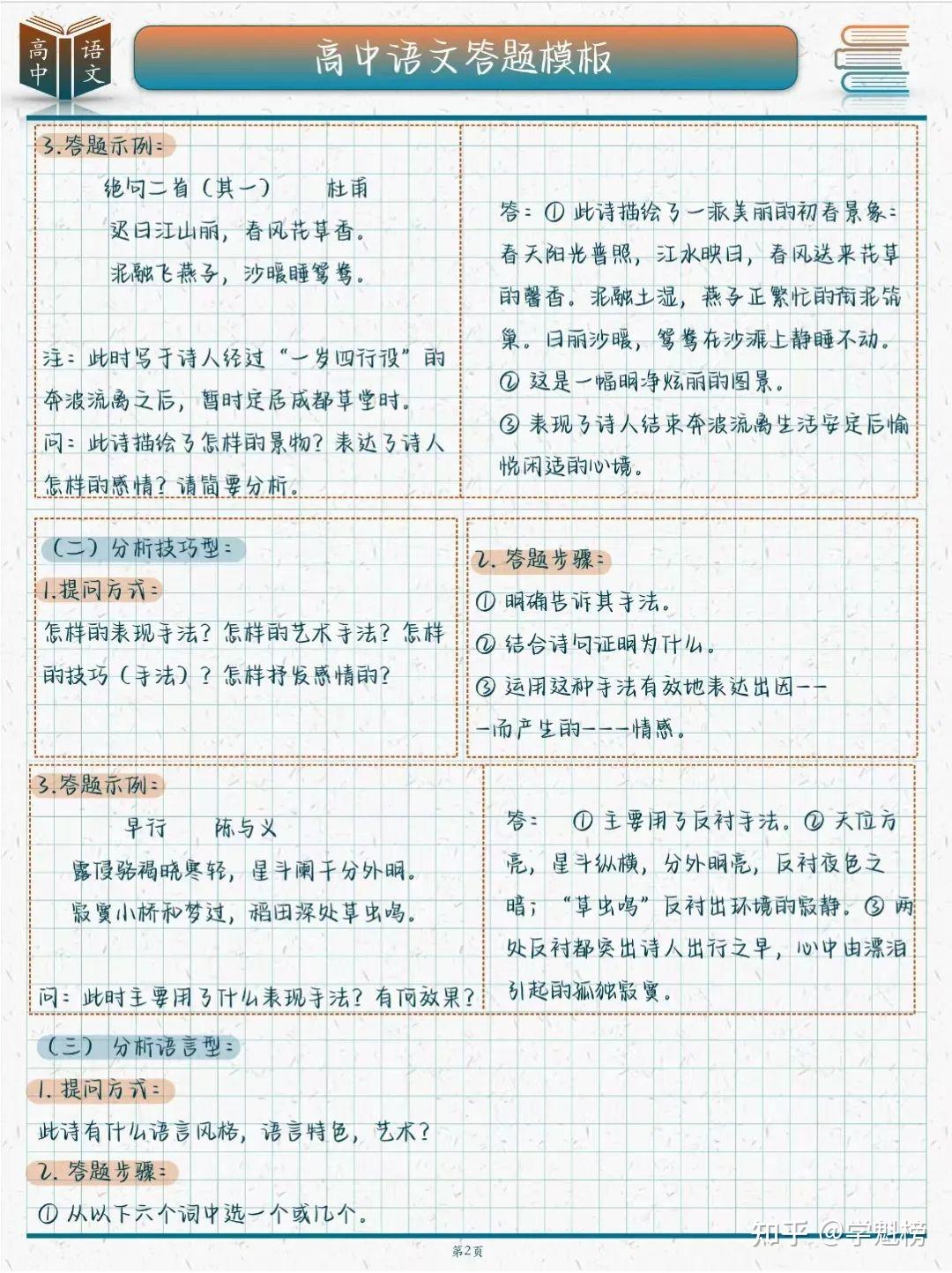 高中语文万能答题模板分享,可以直接套用!