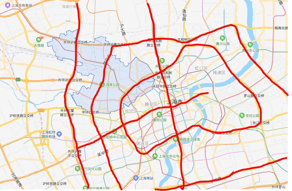 2.上海市中环7区的地理位置