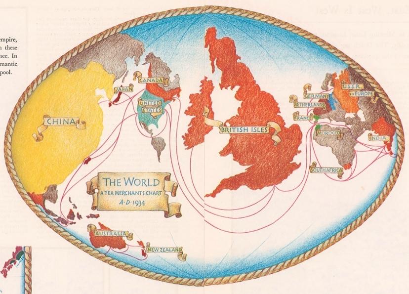 49 一位英国茶商在1934年绘制的茶叶贸易路线图46 五大湖的截面图