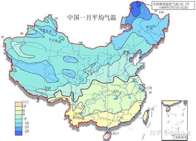中国一月平均气温分布图为什么正午太阳高度会影响地面热量呢?