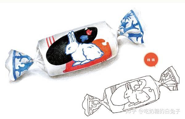 1糖纸的质感和皱褶是绘画的时候要注意的地方~大白兔奶糖分你一个~1