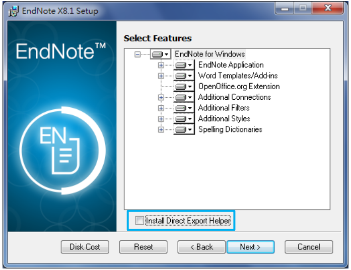 endnote installing export helper error