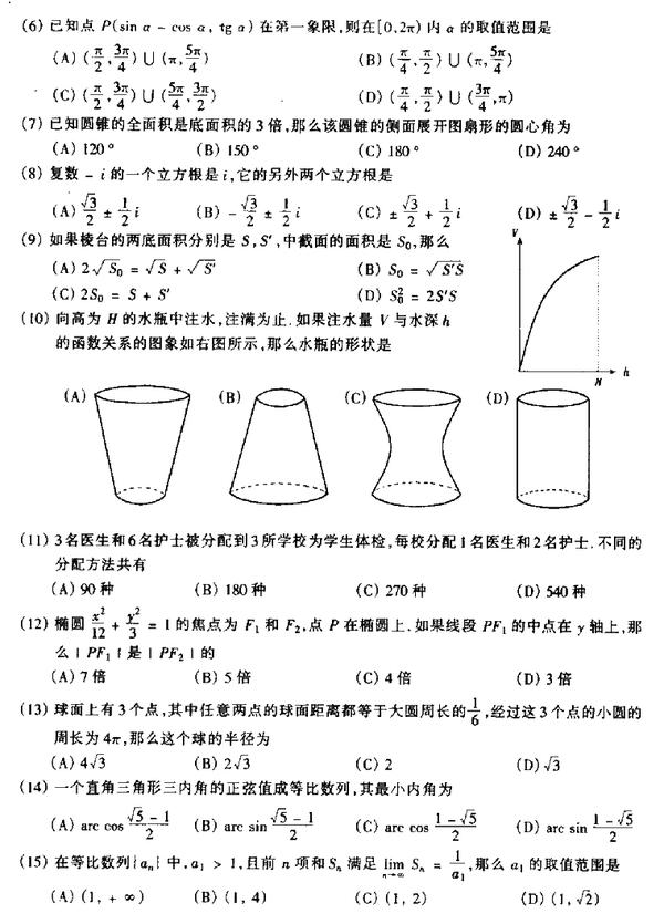 1998年全国高考理科数学- 知乎