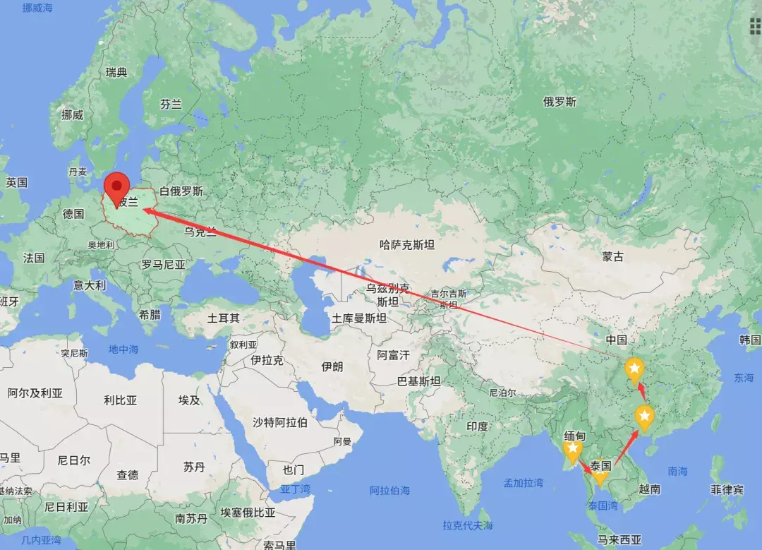 棉衣将通过公路拖车运到泰国林查班,经由林查班港口泊船到达中国钦州