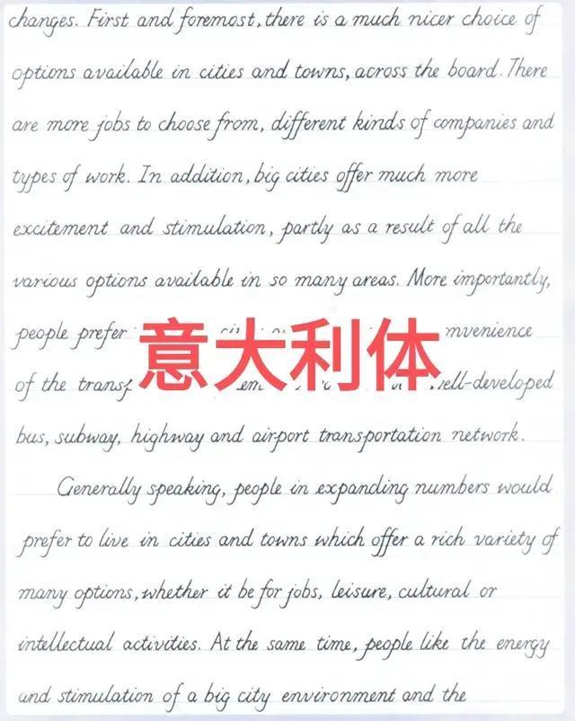 作为日常英语书写意大利体的好处是:可以存在一定的连笔,提高书写的