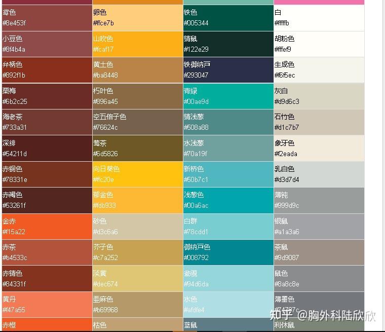 我写手术记录时参照的颜色表