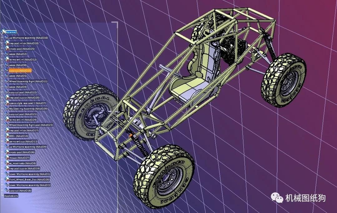 卡丁赛车kartcross钢管车架模型3d图纸step格式