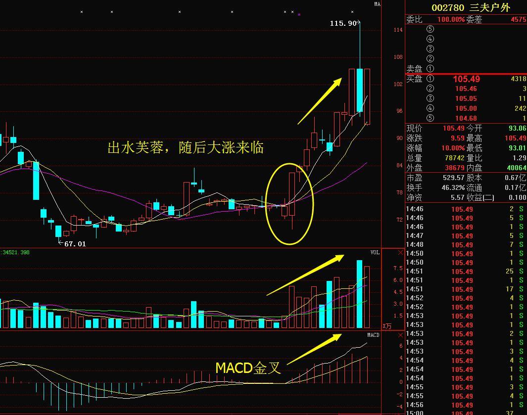 芙蓉出水形态的秘密均线粘合时一旦阳线突破股票必连续大涨