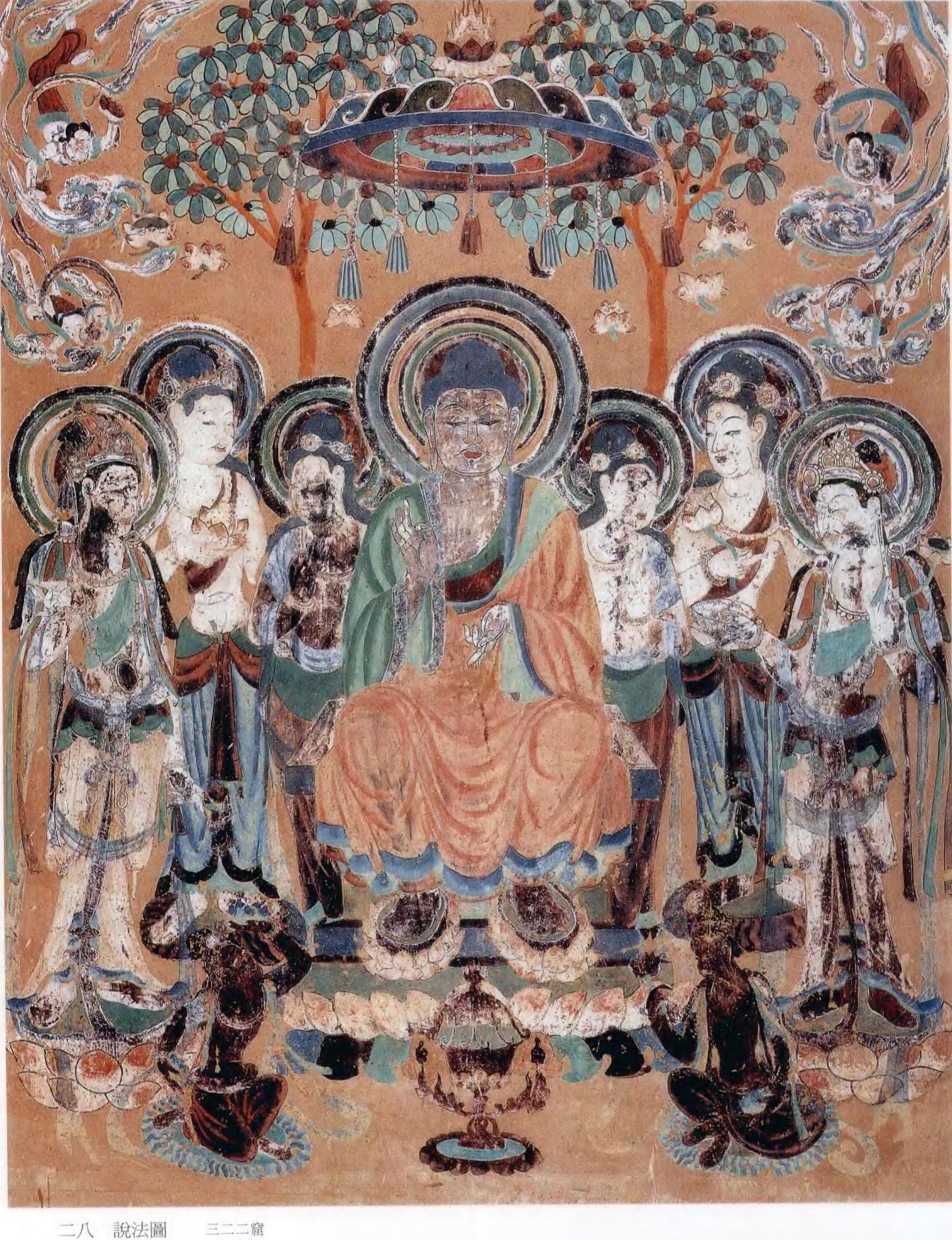 神游千年大美敦煌初唐322窟西龛彩塑配壁画飞天热烈南北壁千佛簇拥