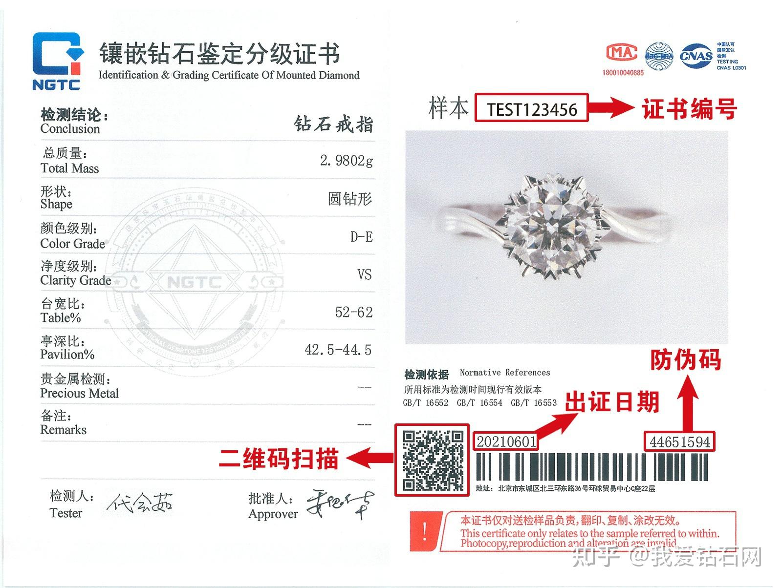 ngtc钻石证书编号示例5,nggc钻石证书——国家金银制品质量监督检验
