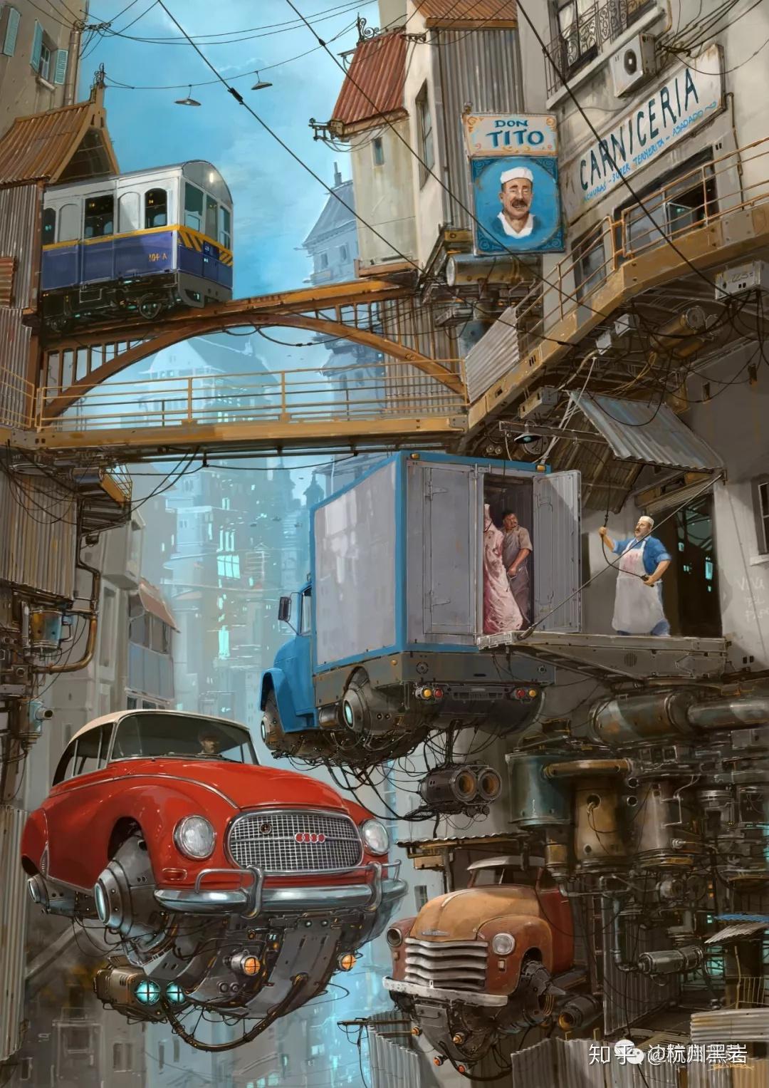 酷炫| 南美艺术家alejandro burdisio的柴油朋克漂浮都市