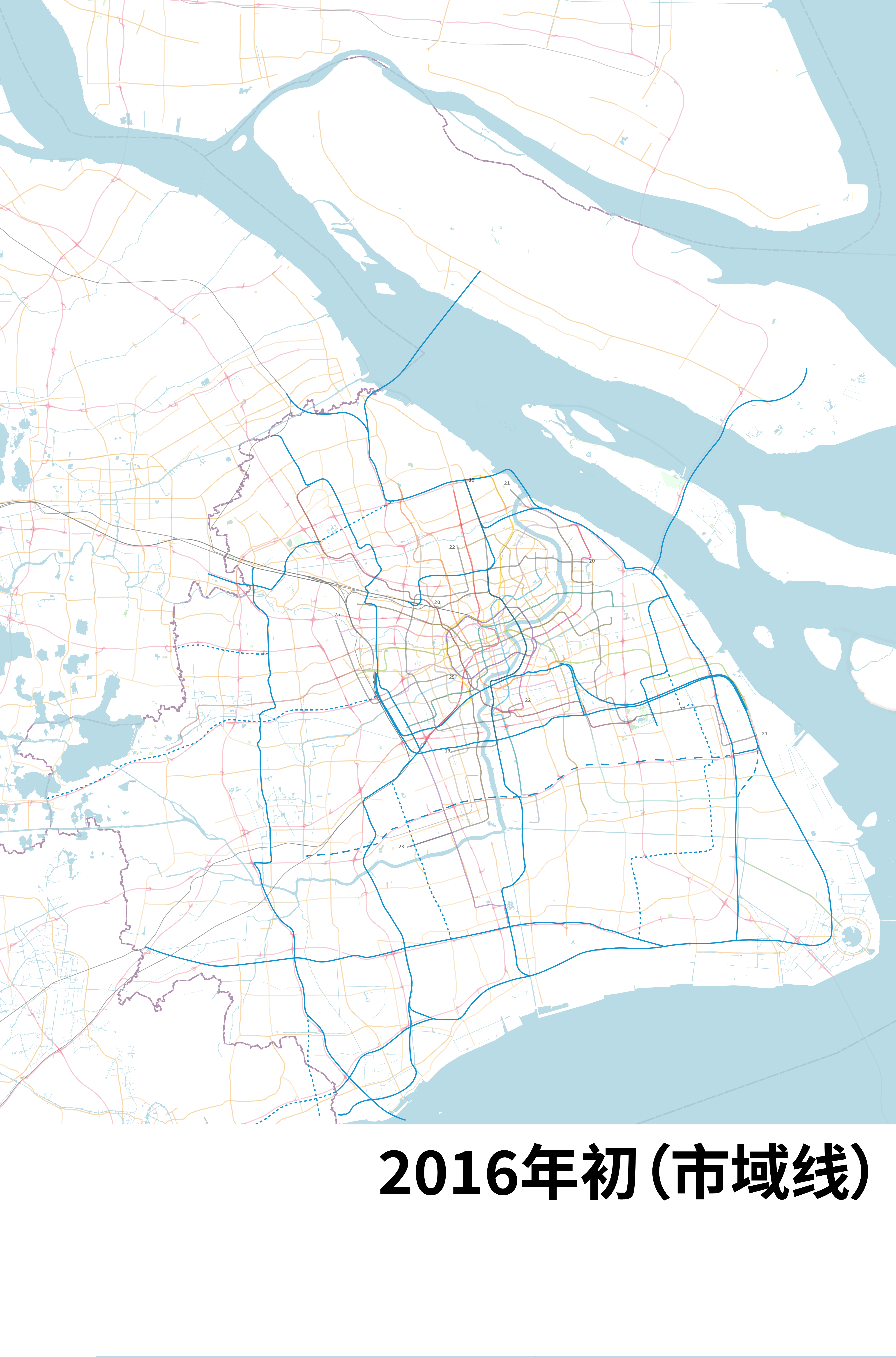 上海城市軌交及市域鐵規劃變遷圖1958199820152021文字描述版