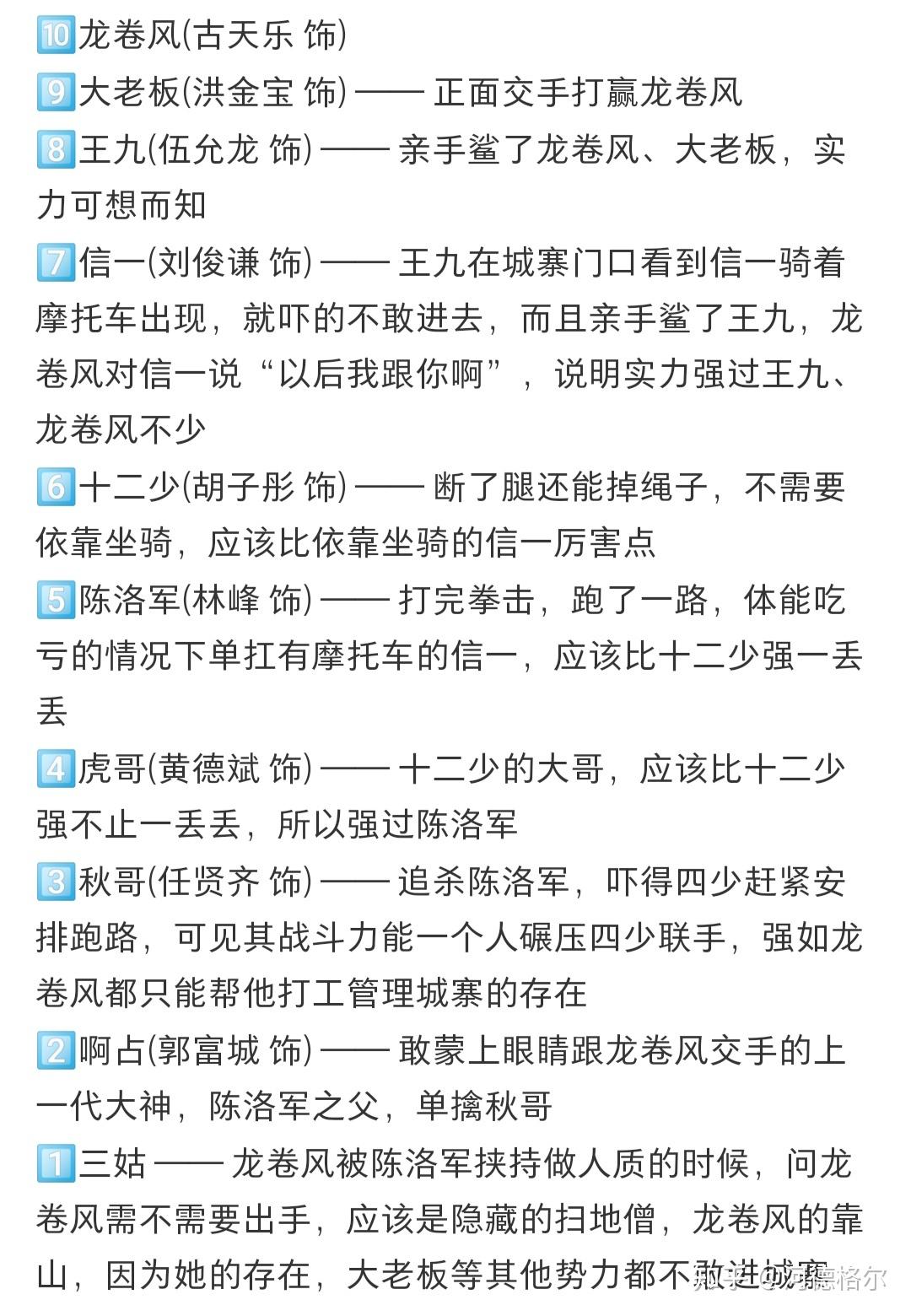九龙城寨战斗力排行