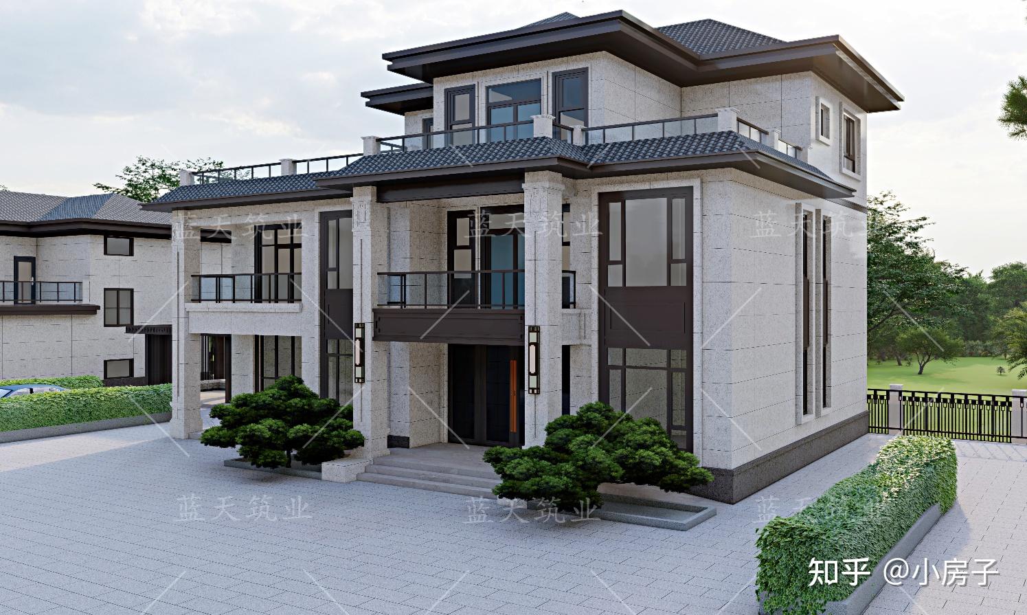 南充自建房别墅设计,18x13米新中式三层大宅,有颜有品又好住 - 知乎