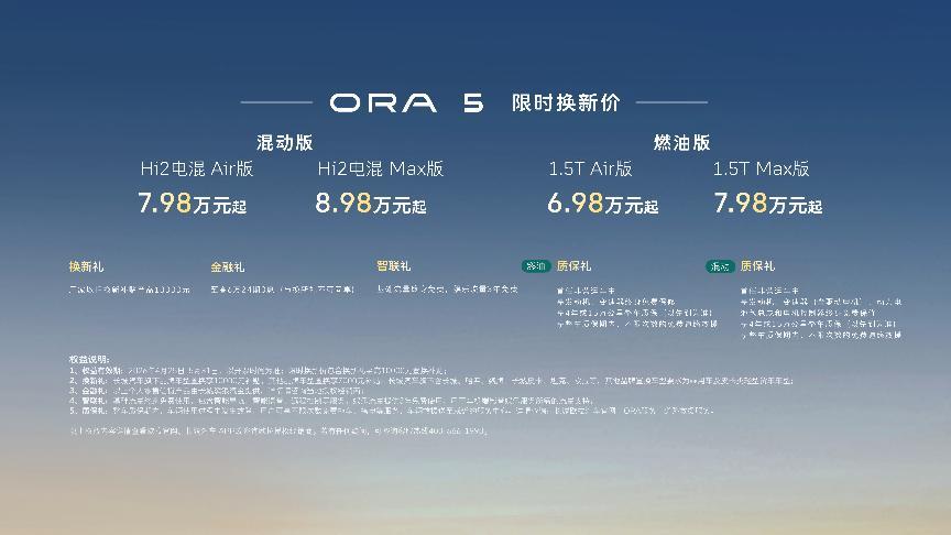 长城欧拉5混动版/燃油版同步上市 限时换新价6.98万元起