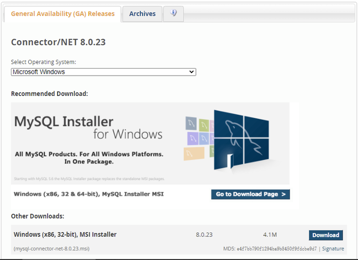 Visual studio2019 mysql data 