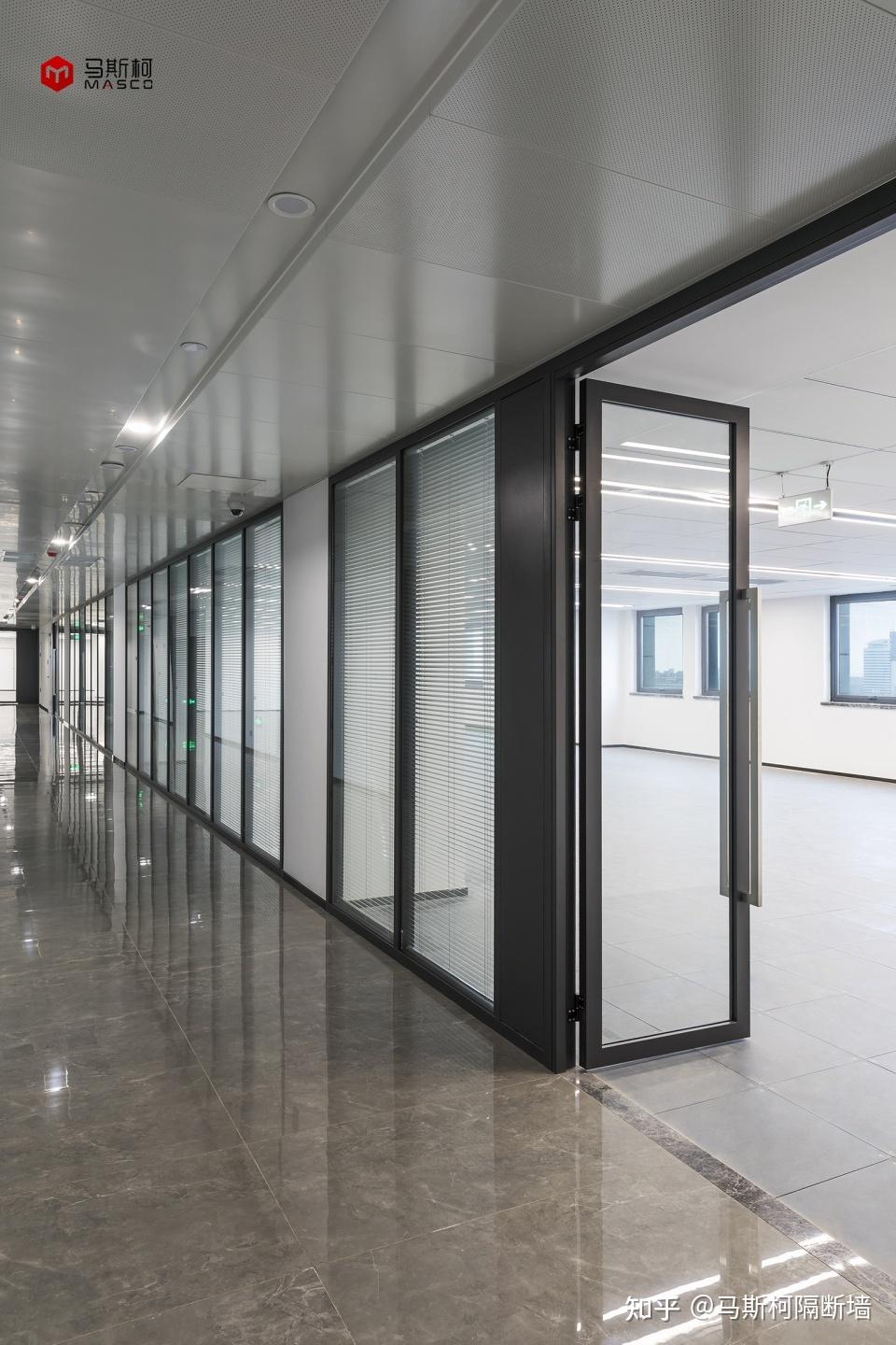 全钢防火隔断c类防火玻璃隔墙泰州金融广场案例马斯柯隔断墙