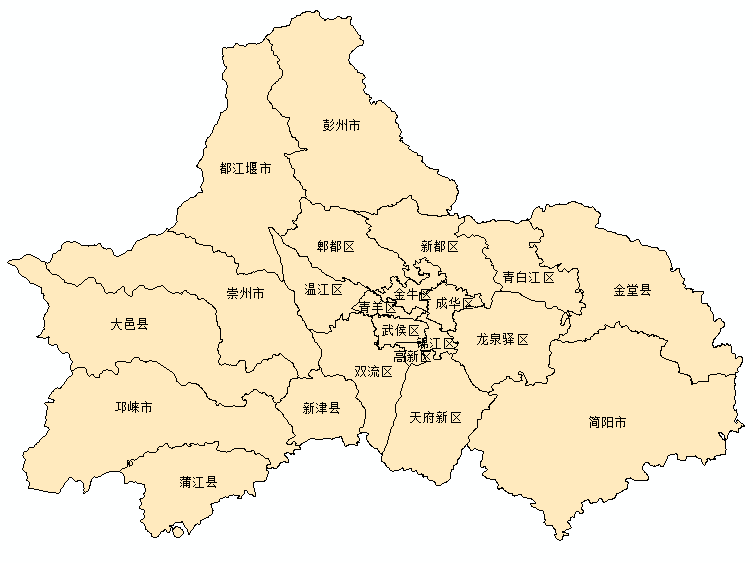 成都市十二区县地图图片