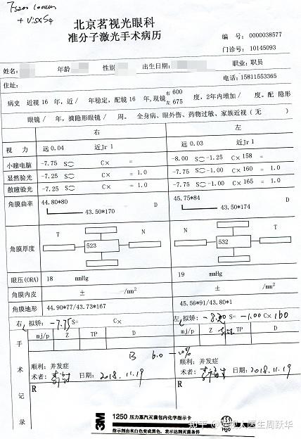 高度近视手术后会发生屈光回退吗病历来说话