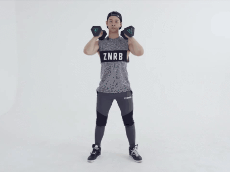 (哑铃前举深蹲)