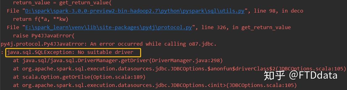 spark jdbc no suitable driver found