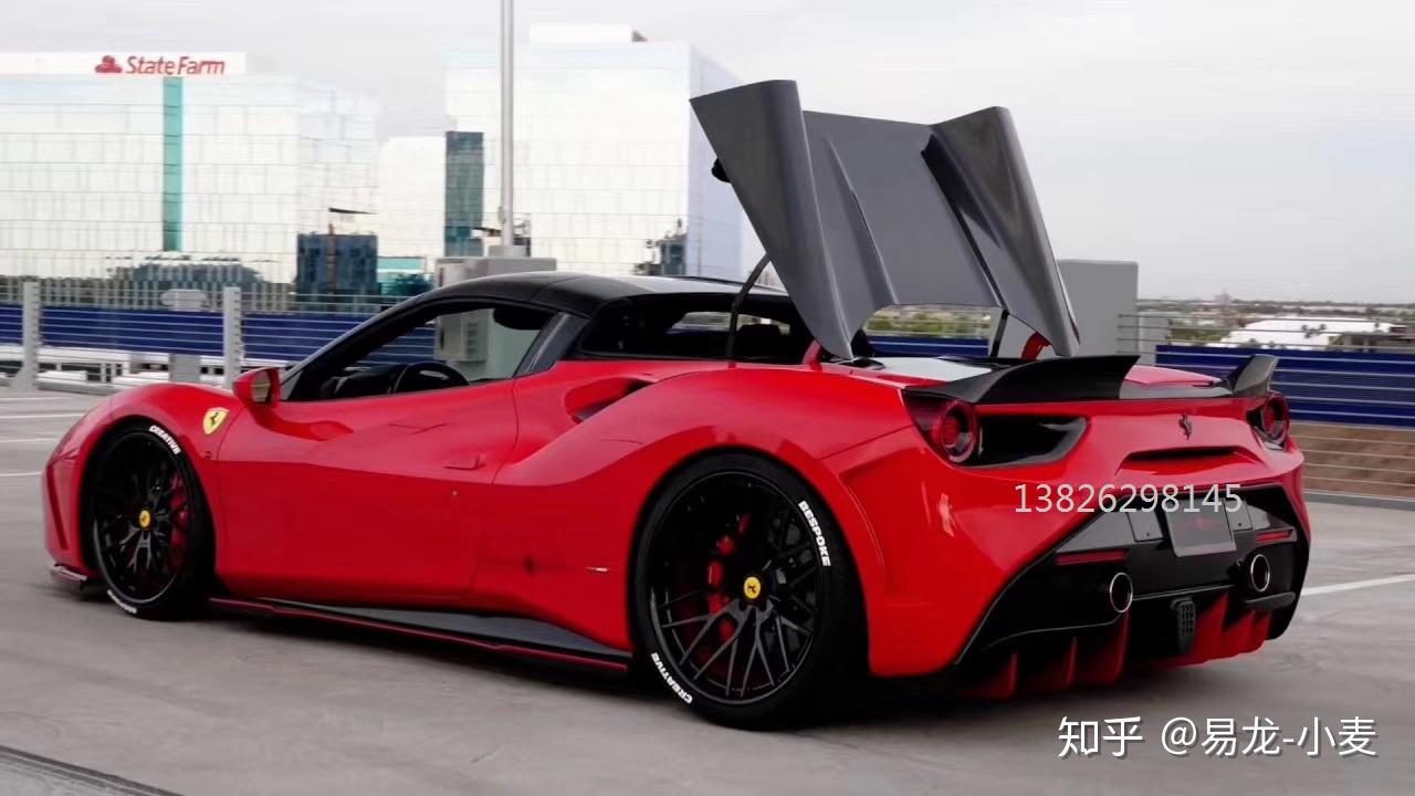 法拉利488改装svr压尾翼, 有碳纤维和树脂纤维可选,升级空气力套件