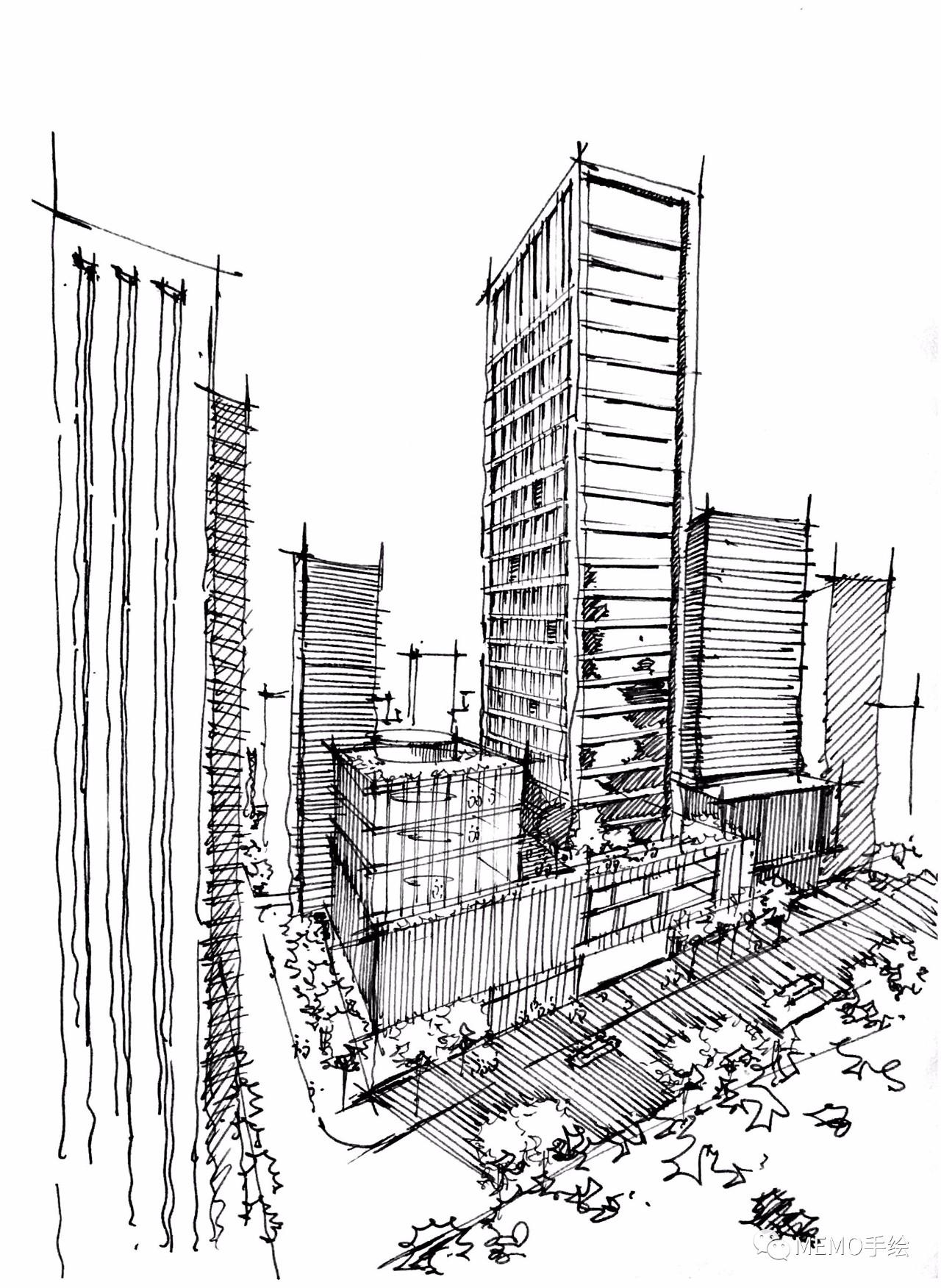 手绘教程|发现高端商业写字楼