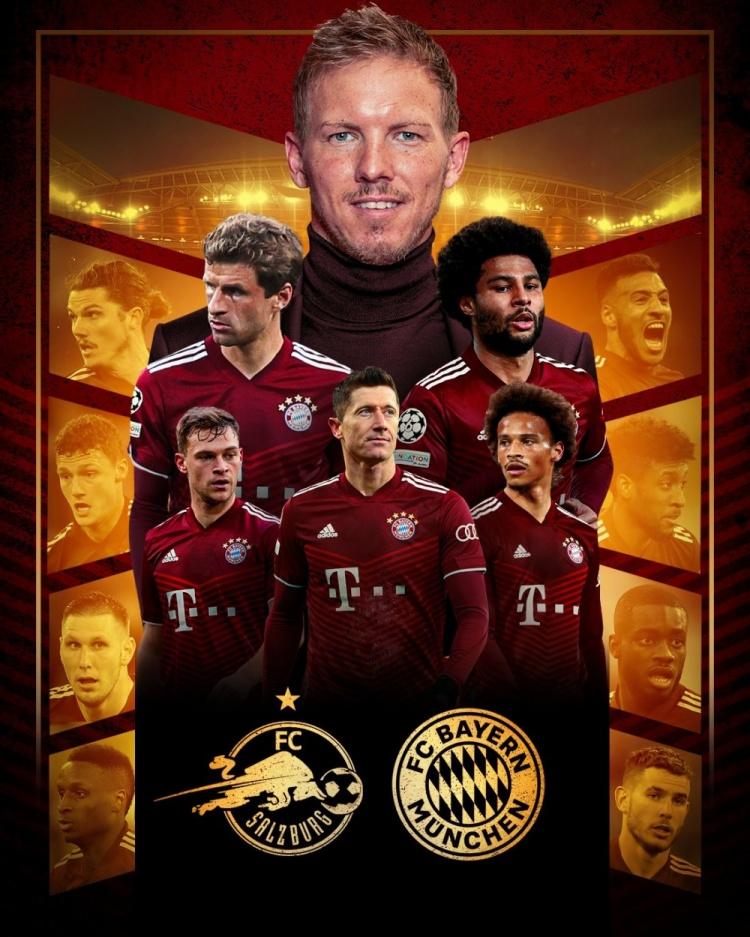 拜仁发布欧冠战萨尔茨堡红牛海报纳帅c位莱万领衔