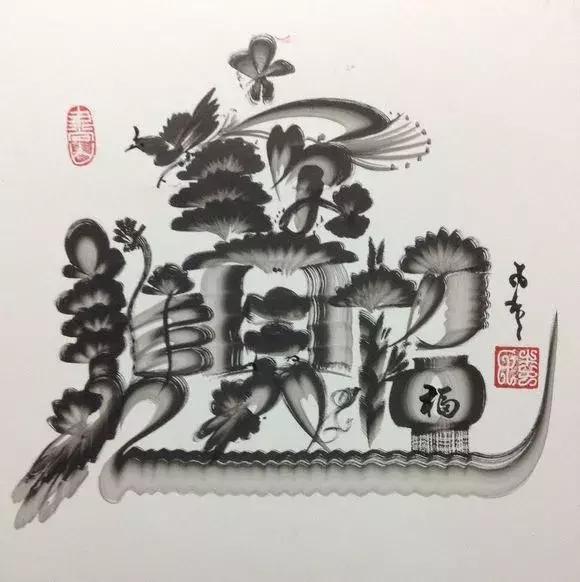 出自花鸟字大师渠玉民之手,据本人介绍,他完成这幅作画,也是经历百次