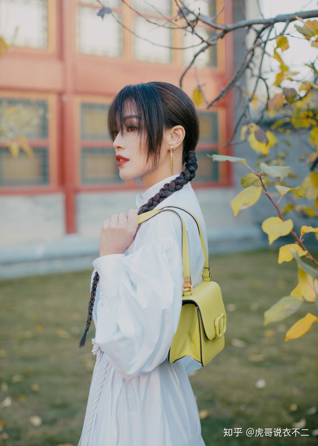 双麻花辫加齐刘海少女味舒淇姐姐太美了一身白裙美得太无暇