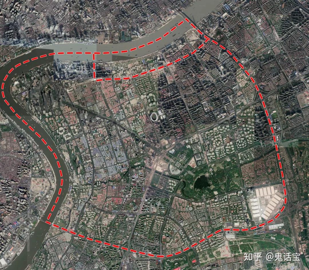 打开卫星图,仔细观察你会发现陆家嘴金融区确实快建满了,连内环边缘都