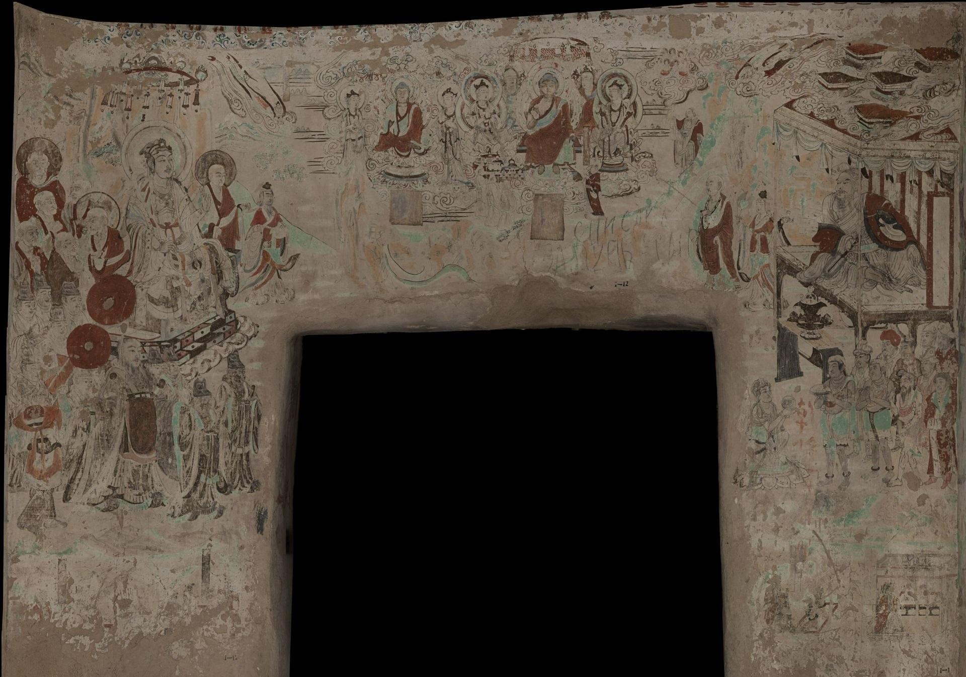 神游千年大美敦煌盛唐103窟线描至圣吴道子健朗风格的维摩诘青山佛旅