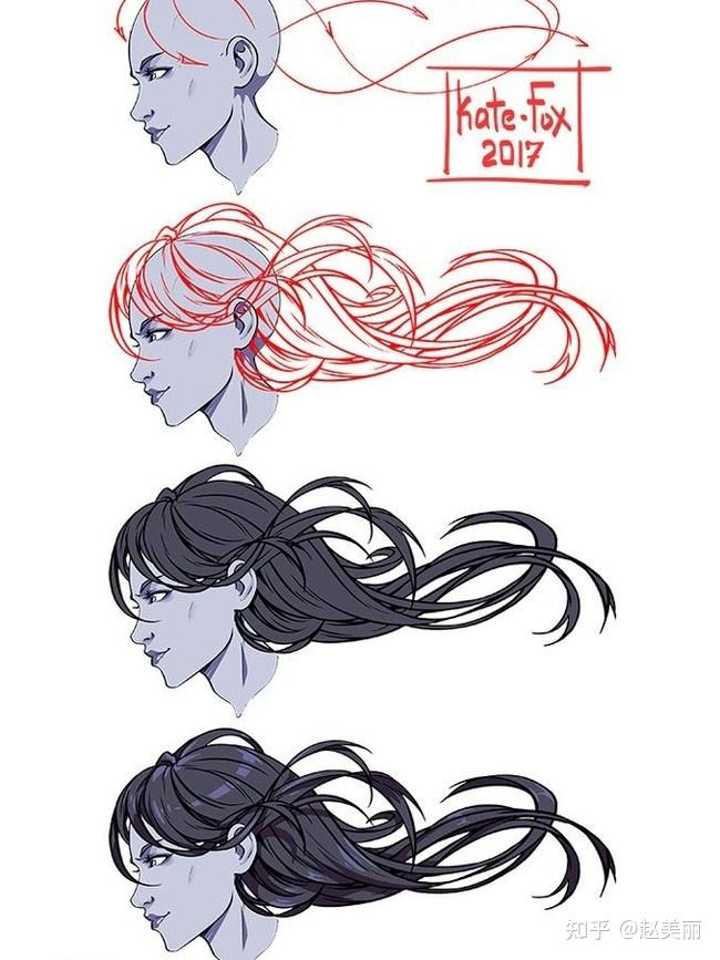 板绘素材女生人物头发的绘画教程