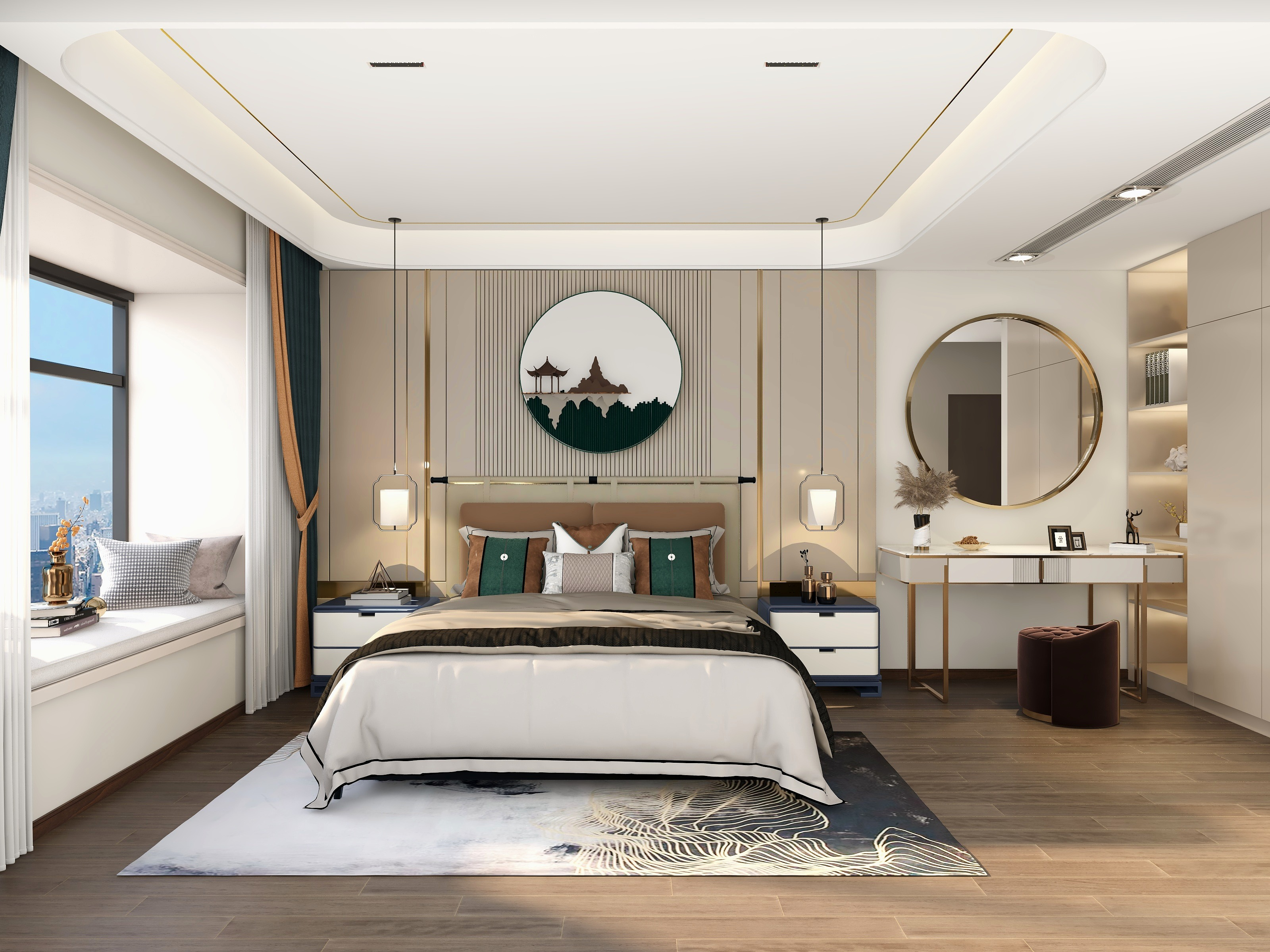 叠墅设计280㎡优雅新中式无主灯设计很高级