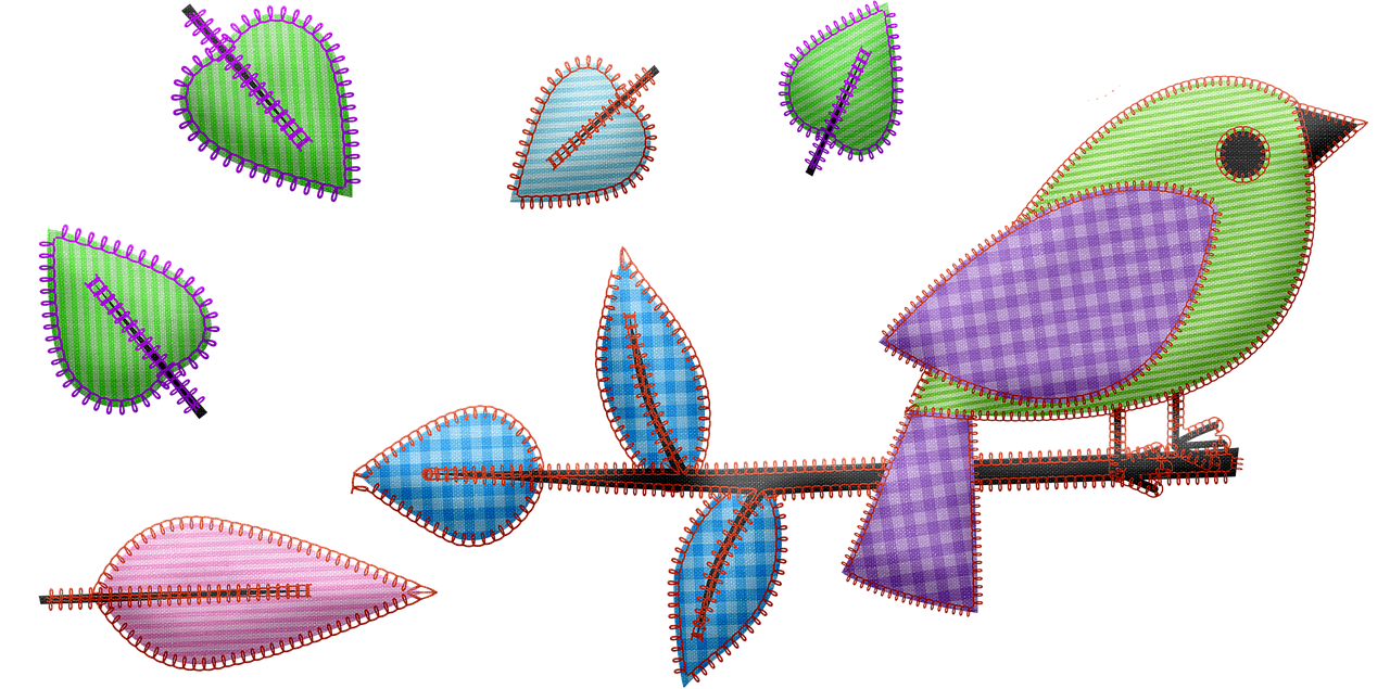 2. 树干绣法步骤