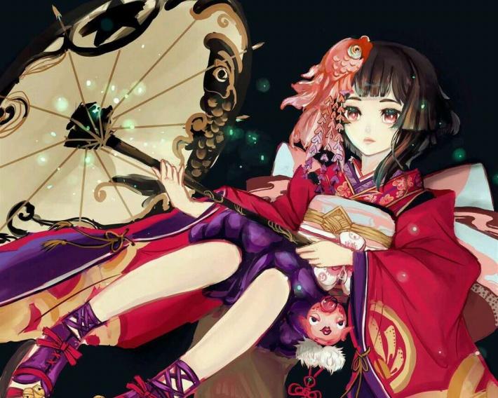 神乐,善良而沉默的神秘少女,失忆后便跟随在晴明身边,拥有敏锐的直觉