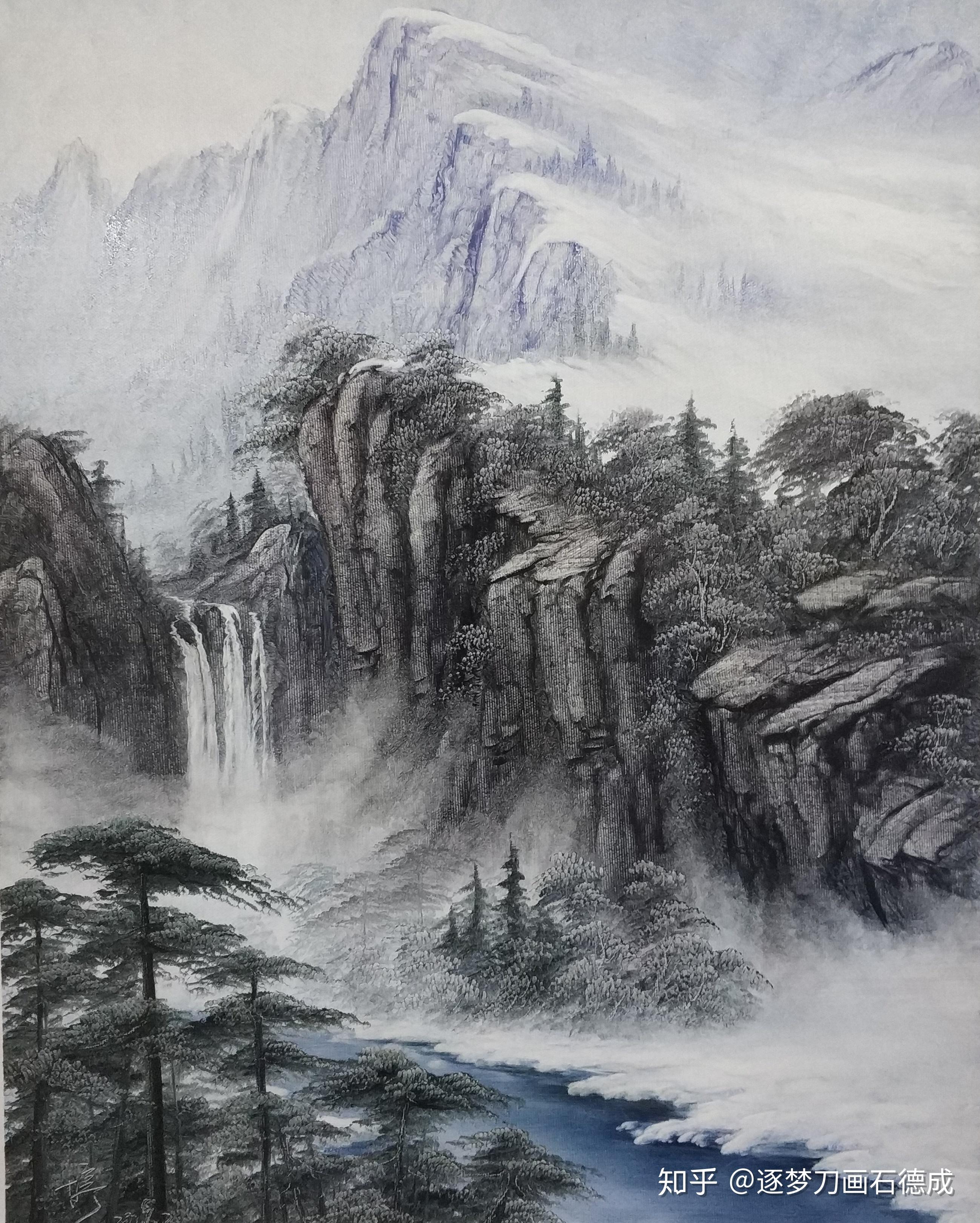中国山水画刀画你知道吗油画和山水画的结合真的是绝妙
