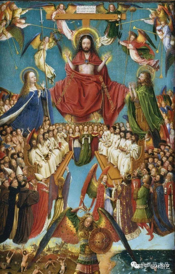 他在1430年左右画了这幅《耶稣受难和最后的审判》双联画(crucifixion