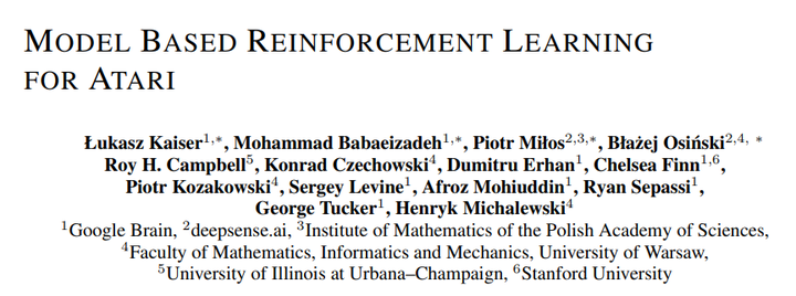 Model Based Reinforcement Learning FOR ATARI - 知乎