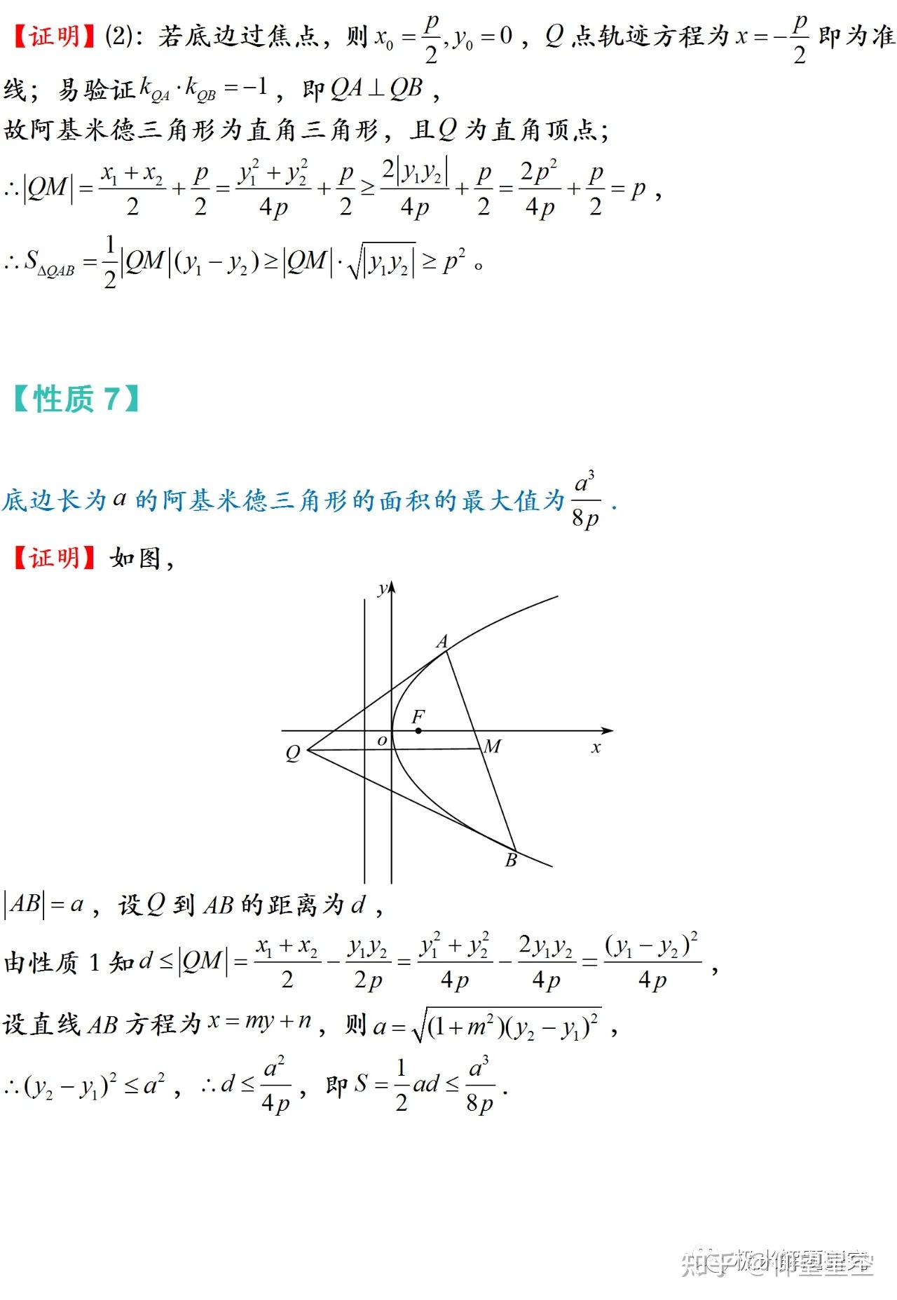 阿基米德三角形性质总结