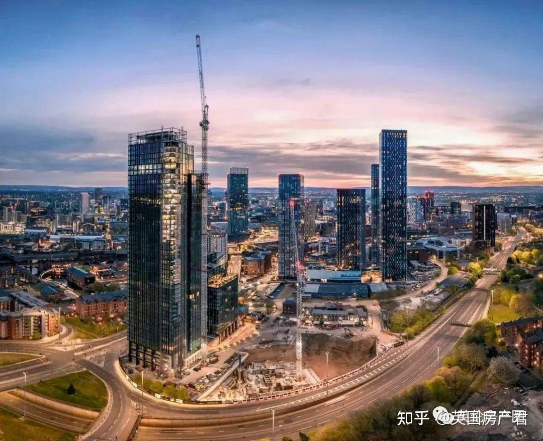 曼彻斯特全景摩天楼花市中心繁华地段曼大就在旁边