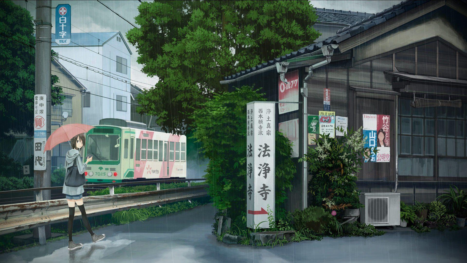 有哪些雨天的动漫电脑壁纸?