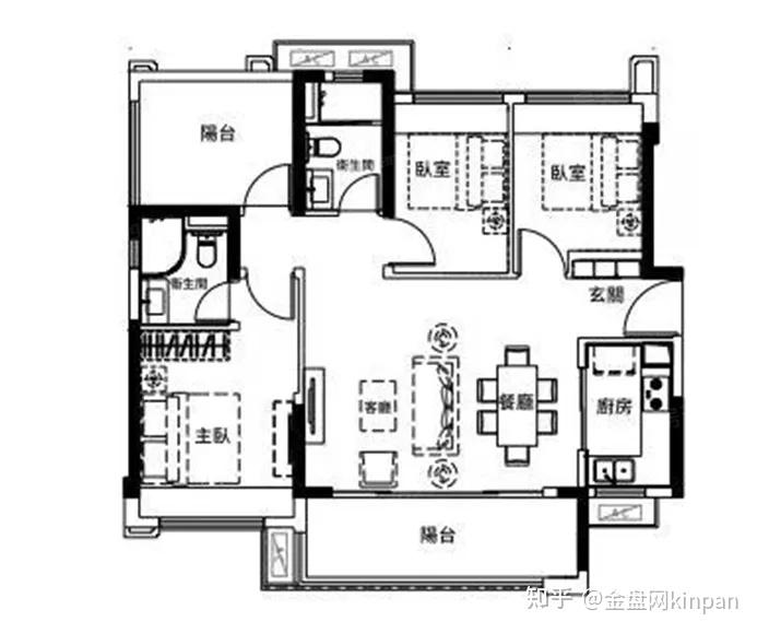 什么是横厅户型?推荐不同面积段的28个横厅户型案例