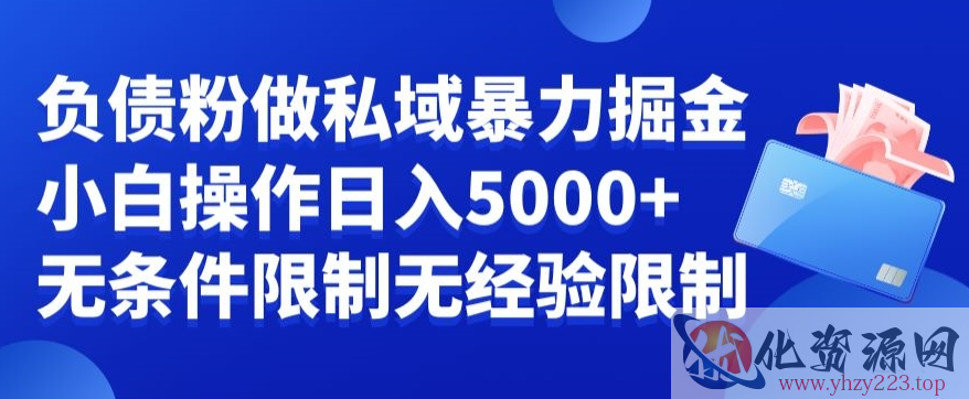 负债粉私域暴力掘金，小白操作入5000，无经验限制，无条件限制【揭秘】