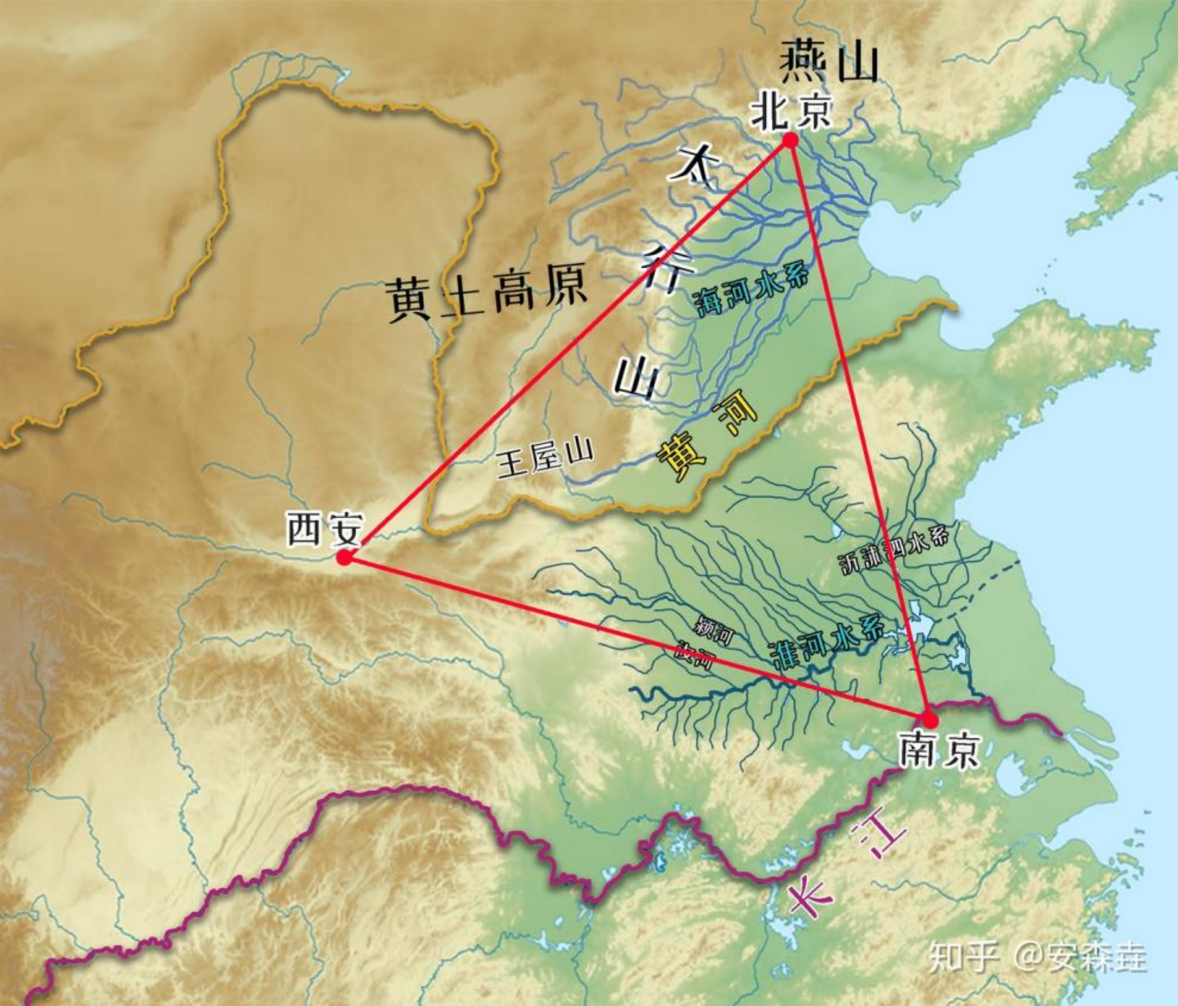 图 4： 三角区域中的三角平原地带「黄淮海平原」 示意图