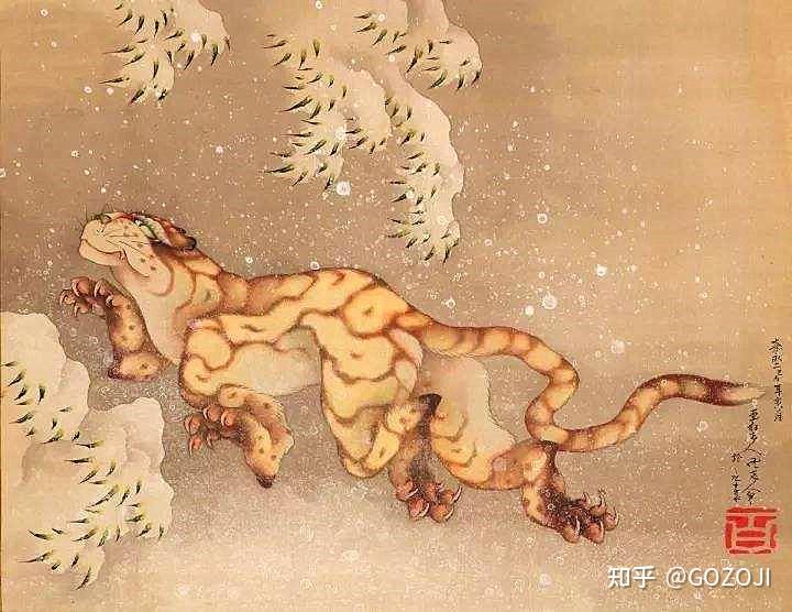 葛饰北斋《雪中虎》//葛大爷萌萌虎系列还有望月虎,雨中虎等还有这位